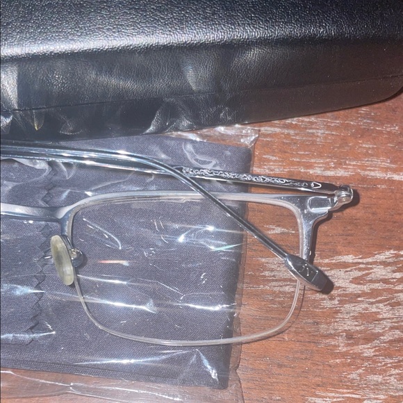 John Varvatos black and Silver Rectangular Eyeglasses with logo Case and cloth - Picture 4 of 15